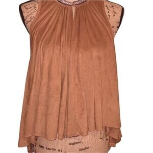 Sleeveless brown ruched top Western boho Bohemian‎ Indian Y2K
